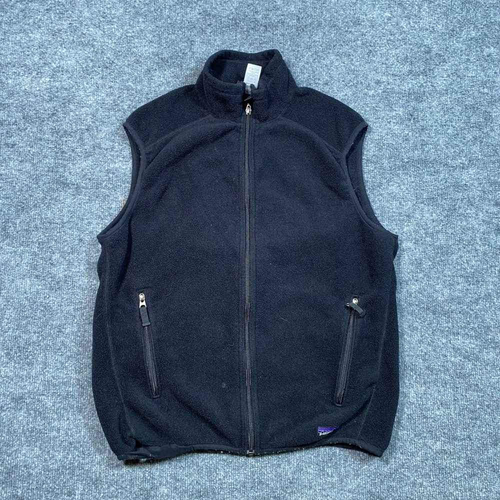 Patagonia‎ Synchilla Fleece Vest Mens Medium Black Full Zip 25440 Gorpcore